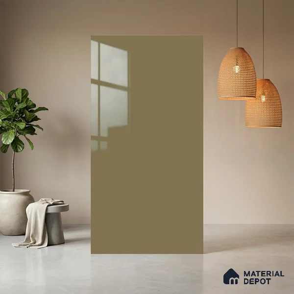 Warm Beige Solid Colors Look LM 01925 8 ft x 4 ft Glossy Finish Decorative Laminate - 1 mm | Suitable for Living Room, Kitchen, Office