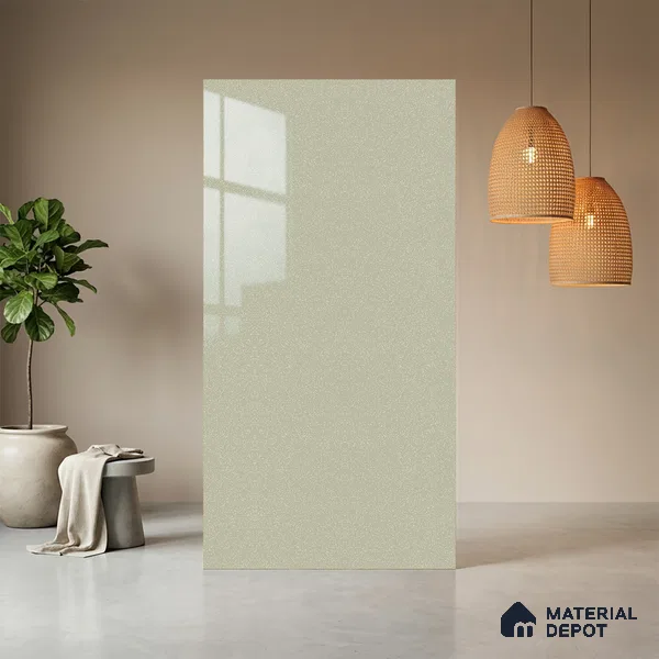 Pearl Grey Solid Colors Look LM 01936 8 ft x 4 ft Glossy Finish Decorative Laminate - 1 mm | Suitable for Living Room, Kitchen, Office