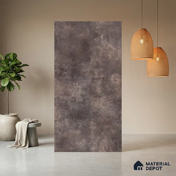 Grey Leather Look LM 13838 8 ft x 4 ft Texture Finish Decorative Laminate - 1 mm | Suitable for TV Unit, Wardrobe, Kitchen Cabinets