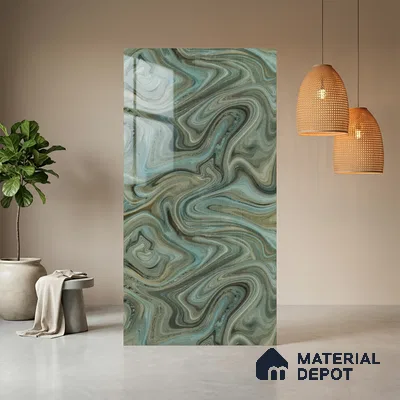 Grey Wave Look LM 13842 8 ft x 4 ft High Gloss Finish Decorative Laminate - 1 mm | Suitable for TV Unit, Wardrobe, Kitchen Cabinets