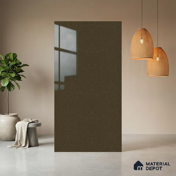 Gold Shimmer Brown Solid Colors Look LM 13854 8 ft x 4 ft Glossy Finish Decorative Laminate - 1 mm | Suitable for Living Room, Kitchen, Office