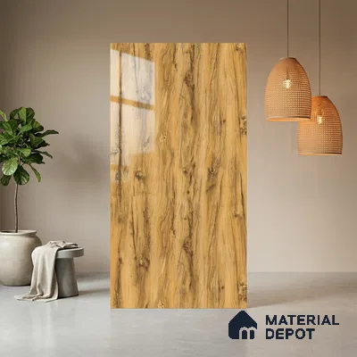 Wooden Look LM 13897 8 ft x 4 ft High Gloss Finish Decorative Laminate - 1 mm | Suitable for TV Unit, Wardrobe, Kitchen Cabinets
