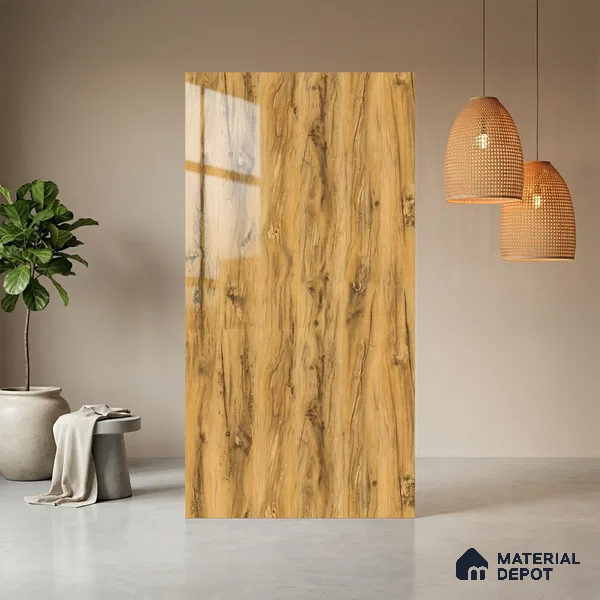 Wooden Look LM 13897 8 ft x 4 ft High Gloss Finish Decorative Laminate - 1 mm | Suitable for TV Unit, Wardrobe, Kitchen Cabinets