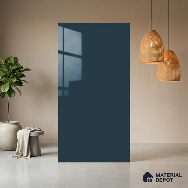 Blue Textured Solid Look LM 21328 8 ft x 4 ft Texture Finish Decorative Laminate - 1 mm | Suitable for TV Unit, Wardrobe, Kitchen Cabinets