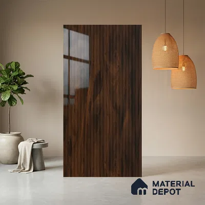Wooden Fluted LM 21342 8 ft x 4 ft Glossy Finish Decorative Laminate - 1 mm | Suitable for TV Unit,Wardrobe, Kitchen Cabinets