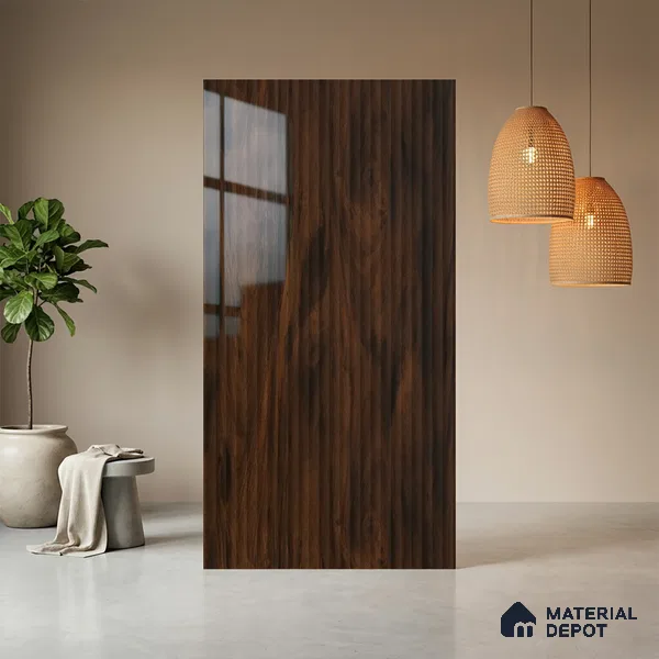 Wooden Fluted LM 21342 8 ft x 4 ft Glossy Finish Decorative Laminate - 1 mm | Suitable for TV Unit,Wardrobe, Kitchen Cabinets