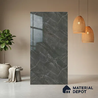 Marble Fluted LM 21343 8 ft x 4 ft Glossy Finish Decorative Laminate - 1 mm | Suitable for TV Unit,Wardrobe, Kitchen Cabinets