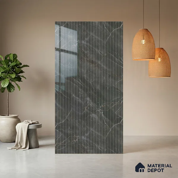 Marble Fluted LM 21343 8 ft x 4 ft Glossy Finish Decorative Laminate - 1 mm | Suitable for TV Unit,Wardrobe, Kitchen Cabinets