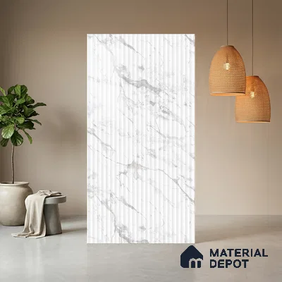 Marble Fluted LM 21344 8 ft x 4 ft Glossy Finish Decorative Laminate - 1 mm | Suitable for TV Unit,Wardrobe, Kitchen Cabinets