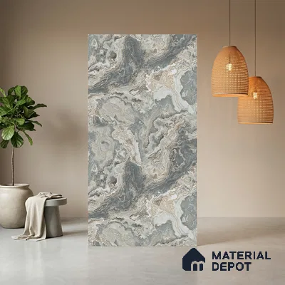 Grey Marble Look LM 21363 8 ft x 4 ft PU Finish Decorative Laminate - 1 mm | Suitable for TV Unit, Wardrobe, Kitchen Cabinets