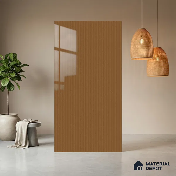Wooden Fluted LM 21366 8 ft x 4 ft High Gloss Finish Decorative Laminate - 1 mm | Suitable for TV Unit,Wardrobe, Kitchen Cabinets