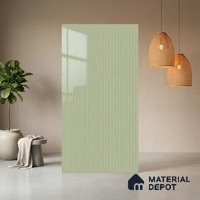 Pale Grey Fluted Solid Color LM 21368 8 ft x 4 ft High Gloss Finish Decorative Laminate - 1 mm | Suitable for TV Unit,Wardrobe, Kitchen Cabinets