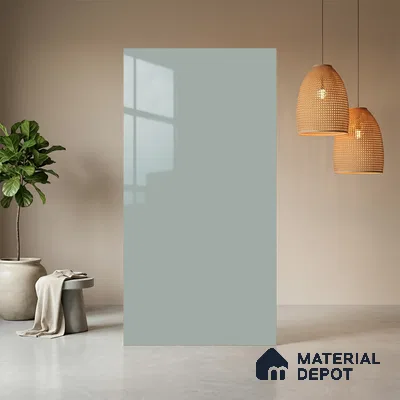 Pale Cool Grey Solid Colors Look LM 21381 8 ft x 4 ft High Gloss Finish Decorative Laminate - 1 mm | Suitable for Living Room, Kitchen, Office