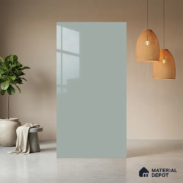 Pale Cool Grey Solid Colors Look LM 21381 8 ft x 4 ft High Gloss Finish Decorative Laminate - 1 mm | Suitable for Living Room, Kitchen, Office