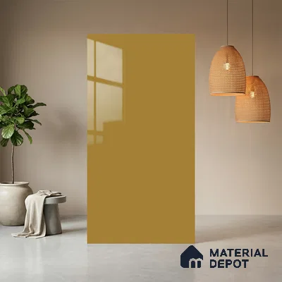 Ochre Brown Solid Colors Look LM 21382 8 ft x 4 ft High Gloss Finish Decorative Laminate - 1 mm | Suitable for Living Room, Kitchen, Office
