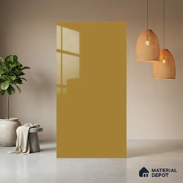 Ochre Brown Solid Colors Look LM 21382 8 ft x 4 ft High Gloss Finish Decorative Laminate - 1 mm | Suitable for Living Room, Kitchen, Office