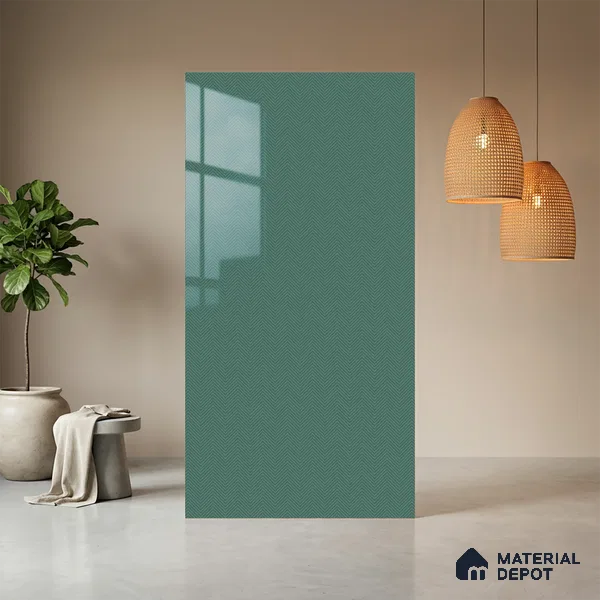 Teal Green Solid Colors Look LM 21383 8 ft x 4 ft High Gloss Finish Decorative Laminate - 1 mm | Suitable for Living Room, Kitchen, Office