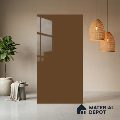 Chocolate Brown Solid Colors Look LM 21384 8 ft x 4 ft High Gloss Finish Decorative Laminate - 1 mm | Suitable for Living Room, Kitchen, Office