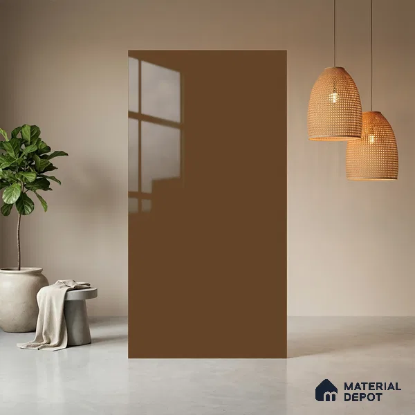 Chocolate Brown Solid Colors Look LM 21384 8 ft x 4 ft High Gloss Finish Decorative Laminate - 1 mm | Suitable for Living Room, Kitchen, Office