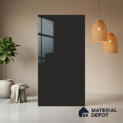 Charcoal Grey Solid Colors Look LM 21388 8 ft x 4 ft High Gloss Finish Decorative Laminate - 1 mm | Suitable for Living Room, Kitchen, Office