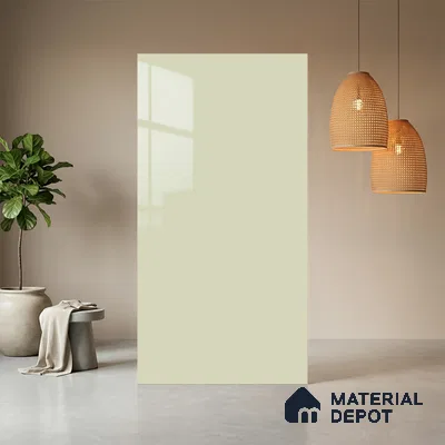Pale Grey Solid Colors Look LM 21390 8 ft x 4 ft High Gloss Finish Decorative Laminate - 1 mm | Suitable for Living Room, Kitchen, Office