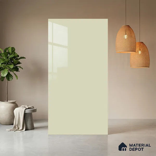 Pale Grey Solid Colors Look LM 21390 8 ft x 4 ft High Gloss Finish Decorative Laminate - 1 mm | Suitable for Living Room, Kitchen, Office