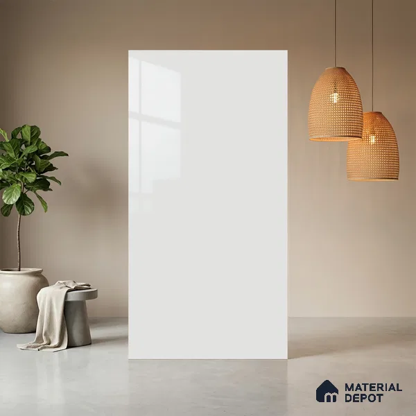 Light Grey Solid Colors Look LM 21392 8 ft x 4 ft High Gloss Finish Decorative Laminate - 1 mm | Suitable for Living Room, Kitchen, Office