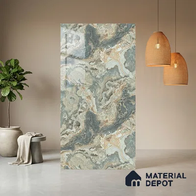 Grey Marble Look LM 21394 8 ft x 4 ft High Gloss Finish Decorative Laminate - 1 mm | Suitable for TV Unit, Wardrobe, Kitchen Cabinets