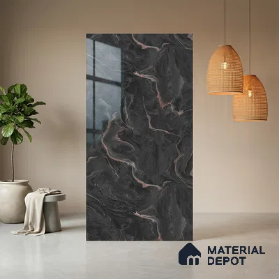 Grey Marble Look LM 21397 8 ft x 4 ft High Gloss Finish Decorative Laminate - 1 mm | Suitable for TV Unit, Wardrobe, Kitchen Cabinets
