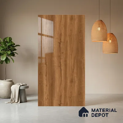 Wooden Look LM 21398 Regal Dark 8 ft x 4 ft High Gloss Finish Decorative Laminate - 1 mm | Suitable for TV Unit, Wardrobe, Kitchen Cabinets