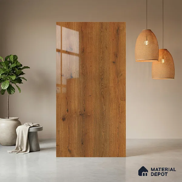Wooden Look LM 21399 Royal Oak 8 ft x 4 ft High Gloss Finish Decorative Laminate - 1 mm | Suitable for TV Unit, Wardrobe, Kitchen Cabinets