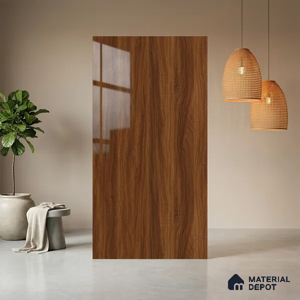 Wooden Look LM 21400 Cherry Wood 8 ft x 4 ft High Gloss Finish Decorative Laminate - 1 mm | Suitable for TV Unit, Wardrobe, Kitchen Cabinets