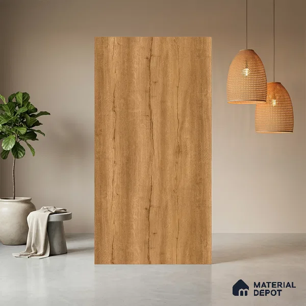 Wooden Look LM 21406 Regal Oak Light 8 ft x 4 ft Texture Finish Decorative Laminate - 1 mm | Suitable for TV Unit, Wardrobe, Kitchen Cabinets