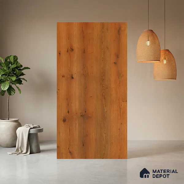 Wooden Look LM 21411 Royal Oak 8 ft x 4 ft Shiny Wood Finish Decorative Laminate - 1 mm | Suitable for TV Unit, Wardrobe, Kitchen Cabinets