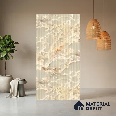 Marble Fluted LM 21421 8 ft x 4 ft Texture Finish Decorative Laminate - 1 mm | Suitable for TV Unit,Wardrobe, Kitchen Cabinets
