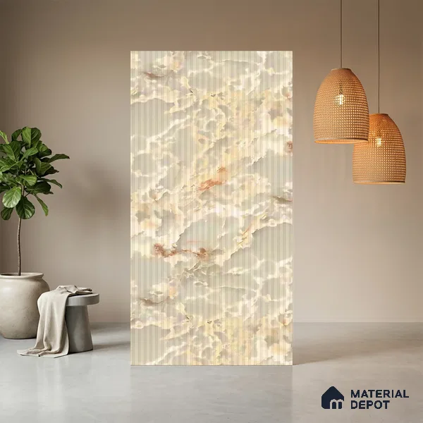 Marble Fluted LM 21421 8 ft x 4 ft Texture Finish Decorative Laminate - 1 mm | Suitable for TV Unit,Wardrobe, Kitchen Cabinets
