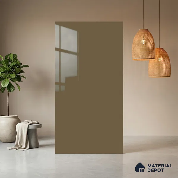 Sandy Brown Solid Colors Look LM 23722 8 ft x 4 ft High Gloss Finish Decorative Laminate - 1 mm | Suitable for Living Room, Kitchen, Office
