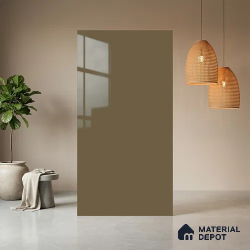 Sandy Brown Solid Colors Look LM 23722 8 ft x 4 ft High Gloss Finish Decorative Laminate - 1 mm | Suitable for Living Room, Kitchen, Office
