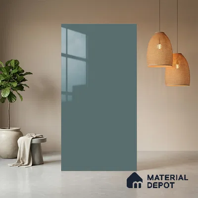 Sky Blue Solid Colors Look LM 23731 8 ft x 4 ft High Gloss Finish Decorative Laminate - 1 mm | Suitable for Living Room, Kitchen, Office