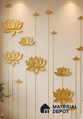 The Gilded Bloom Mural CNC Made HDHMR - 25 mm (Only for lotus)