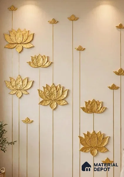 The Gilded Bloom Mural CNC Made HDHMR - 25 mm (Only for lotus)