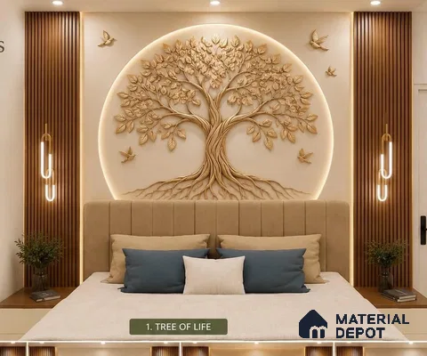 Tree of Life 4 ft x 5.5 ft CNC Made HDHMR Panel - 25 mm (4 feet height * 5.5 feet length)