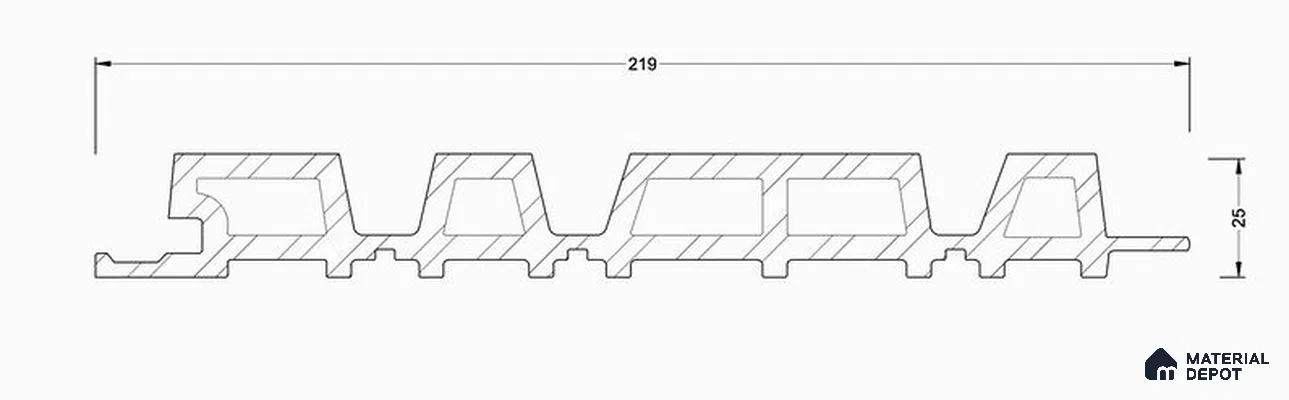 PN 06686 Q (218 x 25 x 2895) mm WPC Cladding Exterior Wall Panel | 3 inch Screw for Framing (5 x 75) mm | 1.5 inch Screw for Profile Fixing (6 x 38) mm