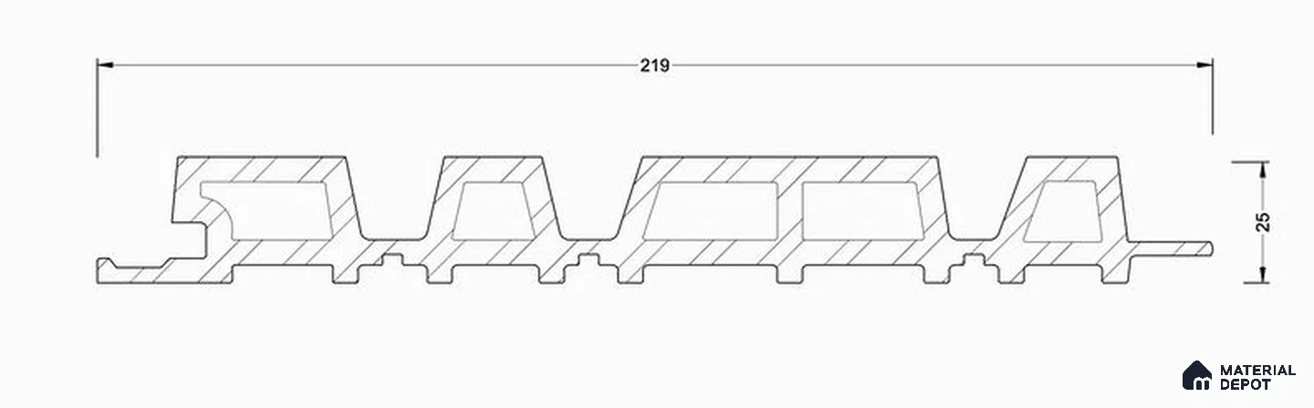 PN 06686 Q (218 x 25 x 2895) mm WPC Cladding Exterior Wall Panel | 3 inch Screw for Framing (5 x 75) mm | 1.5 inch Screw for Profile Fixing (6 x 38) mm