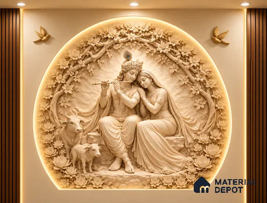 Vrindavan Leela 6 ft x 5.4 ft CNC Made HDHMR Panel - 50 mm