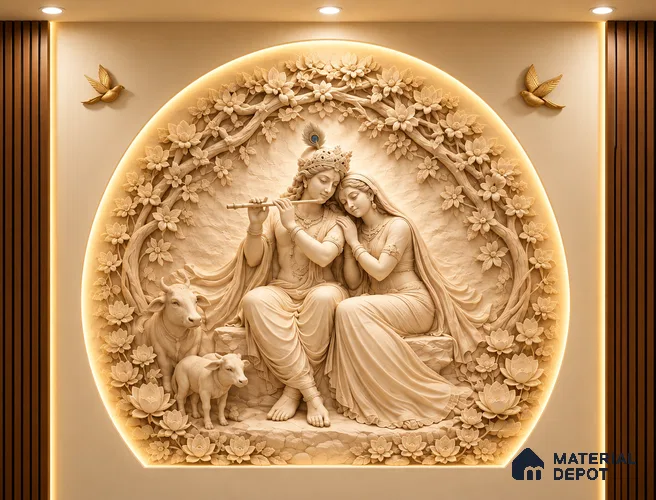 Vrindavan Leela 6 ft x 5.4 ft CNC Made HDHMR Panel - 50 mm