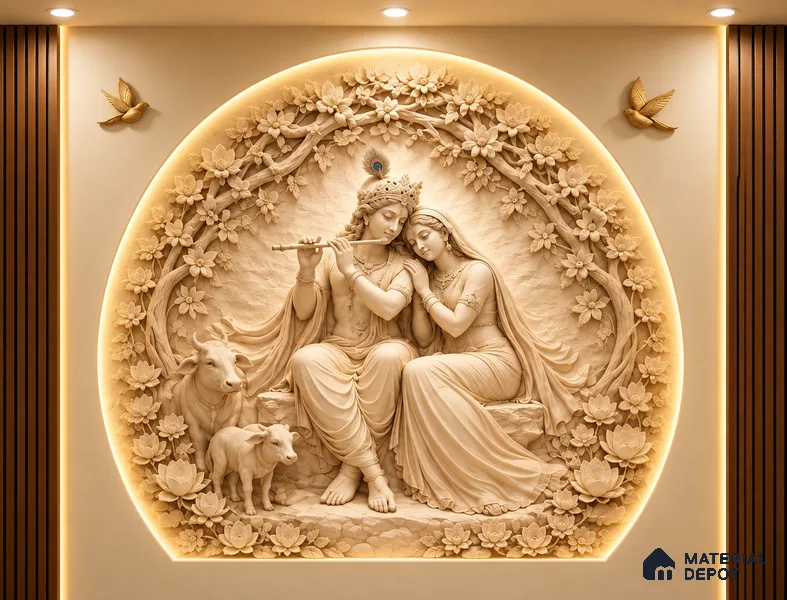 Vrindavan Leela 6 ft x 5.4 ft CNC Made HDHMR Panel - 50 mm