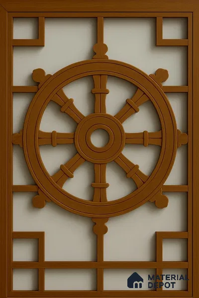 Duco Paintable Wheel Motif Panel Design 4.5 ft x 3.3 ft CNC Made MDF Panel - 12 mm