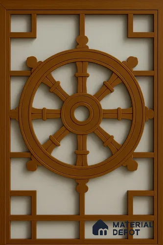 Duco Paintable Wheel Motif Panel Design 4.5 ft x 3.3 ft CNC Made MDF Panel - 12 mm
