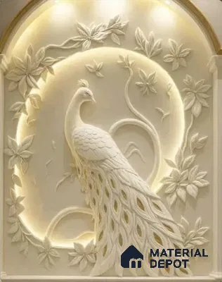 Duco Paintable Peacock 3.75 ft x 1.6 ft CNC Made Exterior Grade HDHMR Panel - 30 mm